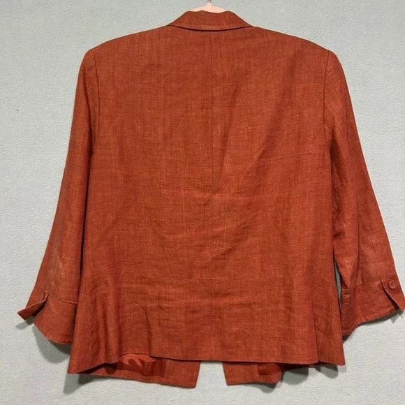 JONES WEAR Womens Linen Blend Blazer Jacket Size 10 Button Front Brick Red - Picture 2 of 6